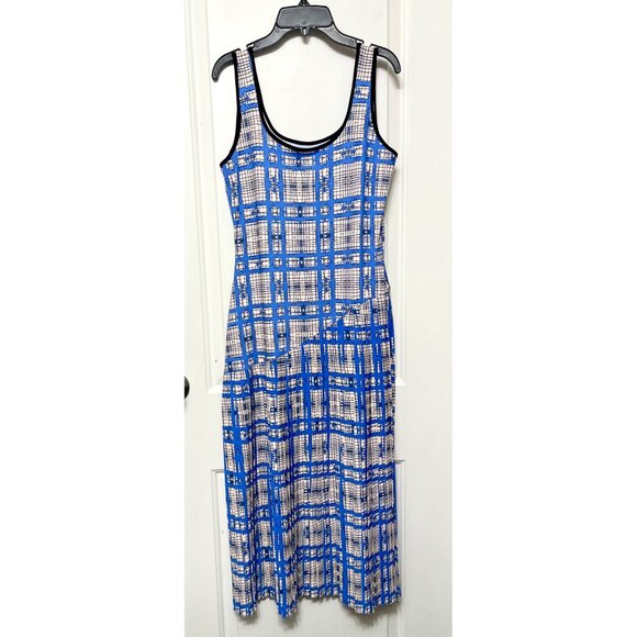 Anthropologie Dhruv Kapoor Plaid Mesh Midi Dress in Blue Size S - Picture 7 of 14